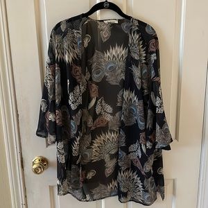 Peacock Print Sheer Cardigan
